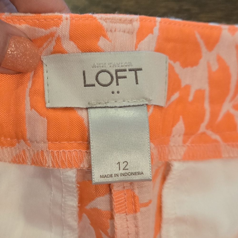 LOFT Shorts Size 12 Neon Orange Coral - Picture 4 of 8